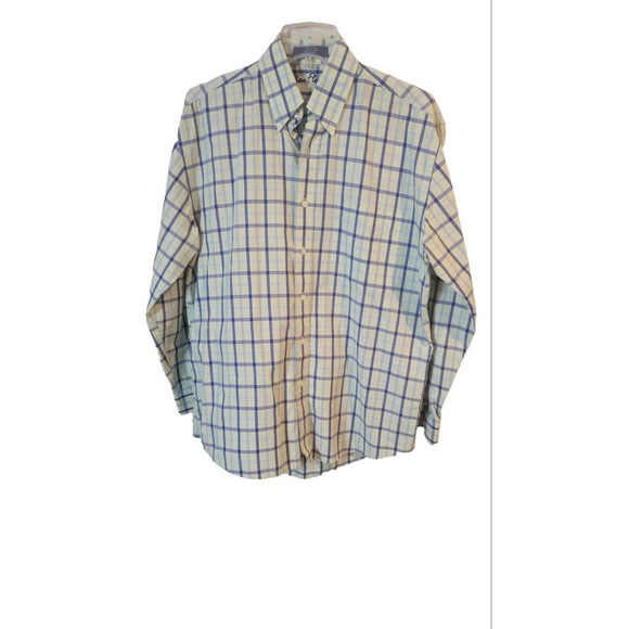 Alan Flusser Green Blue Plaid Button Down Shirt‎ Size Medium - Picture 1 of 7